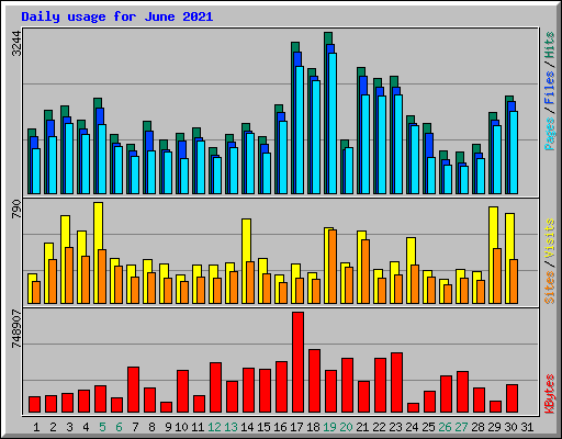 Daily usage for June 2021
